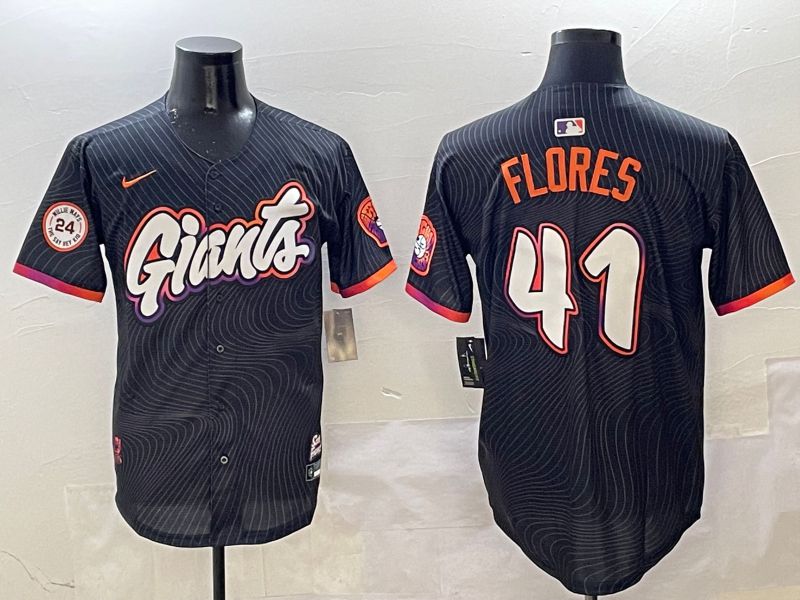 Men San Francisco Giants #41 Flores Black Joint Name Nike 2025 MLB Jersey style 6